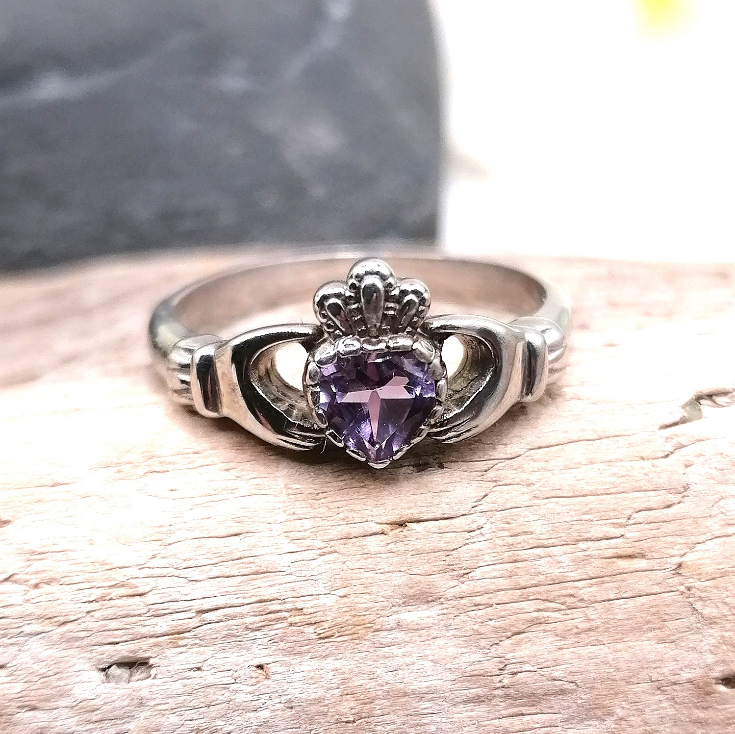 Sterling silver Birthstone Claddagh ring CB59