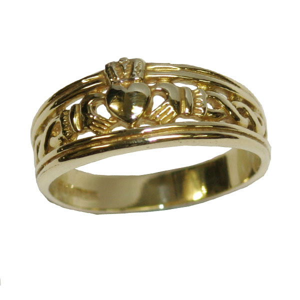 Gold Claddagh and Celtic ring