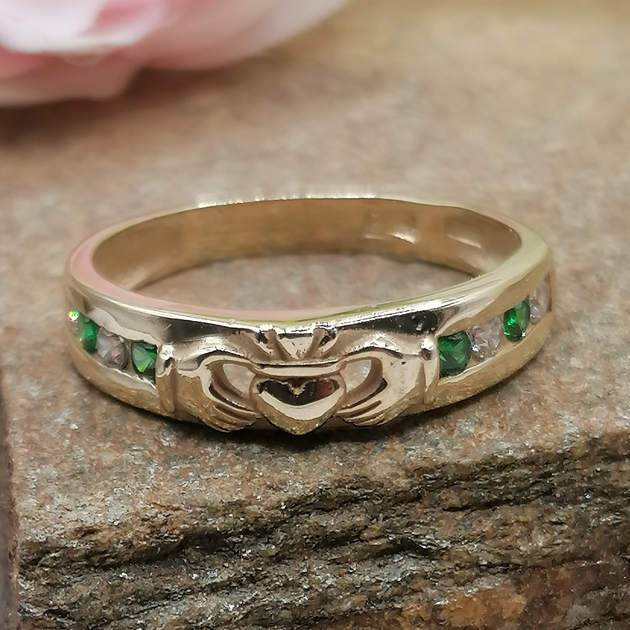 Claddagh ring with cz stones