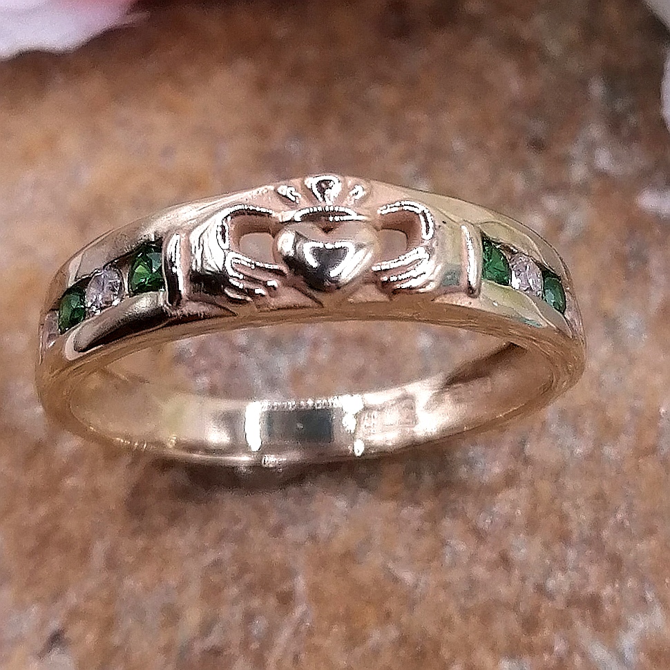 Claddagh ring with cz stones