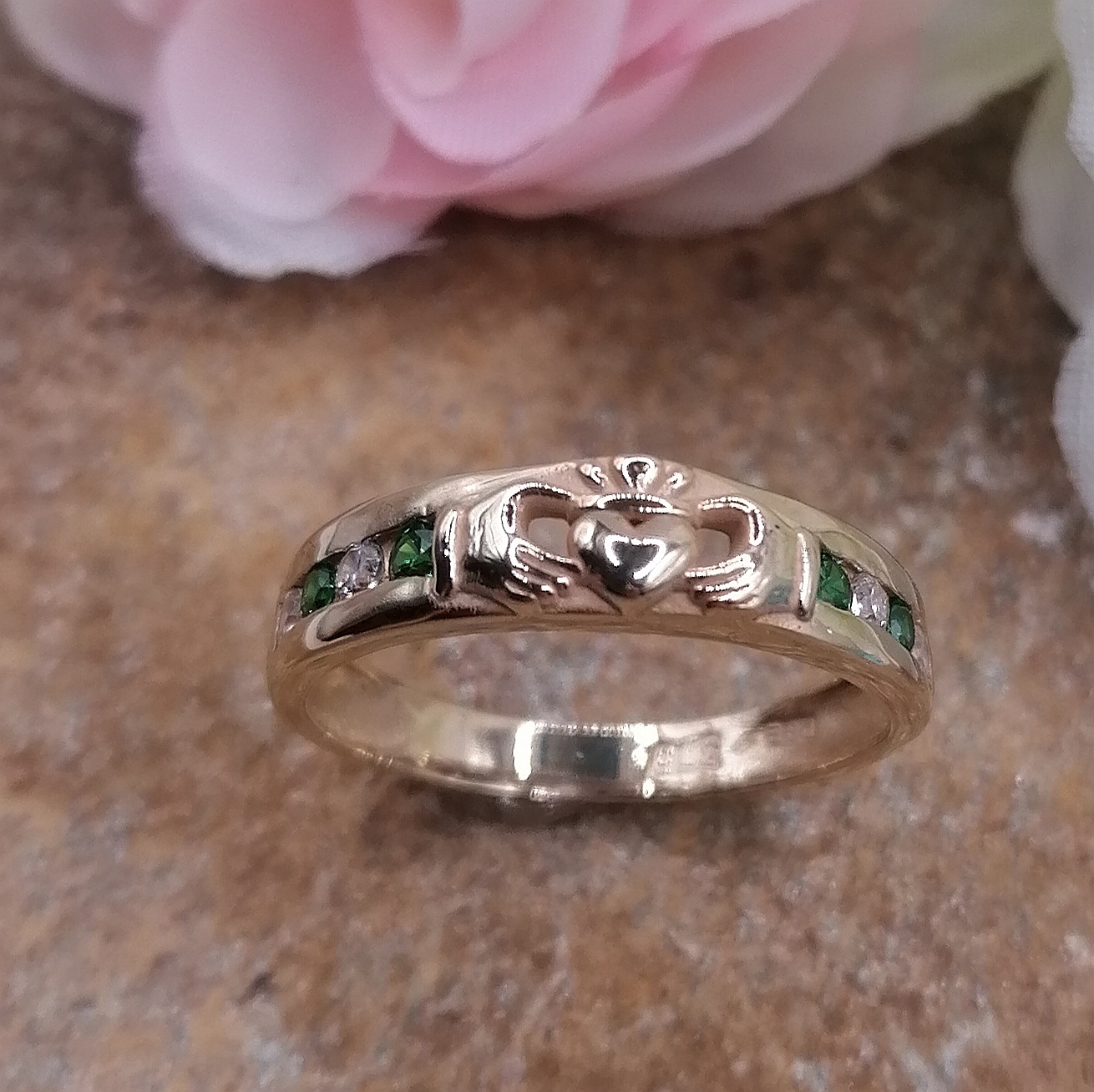 Claddagh ring with cz stones