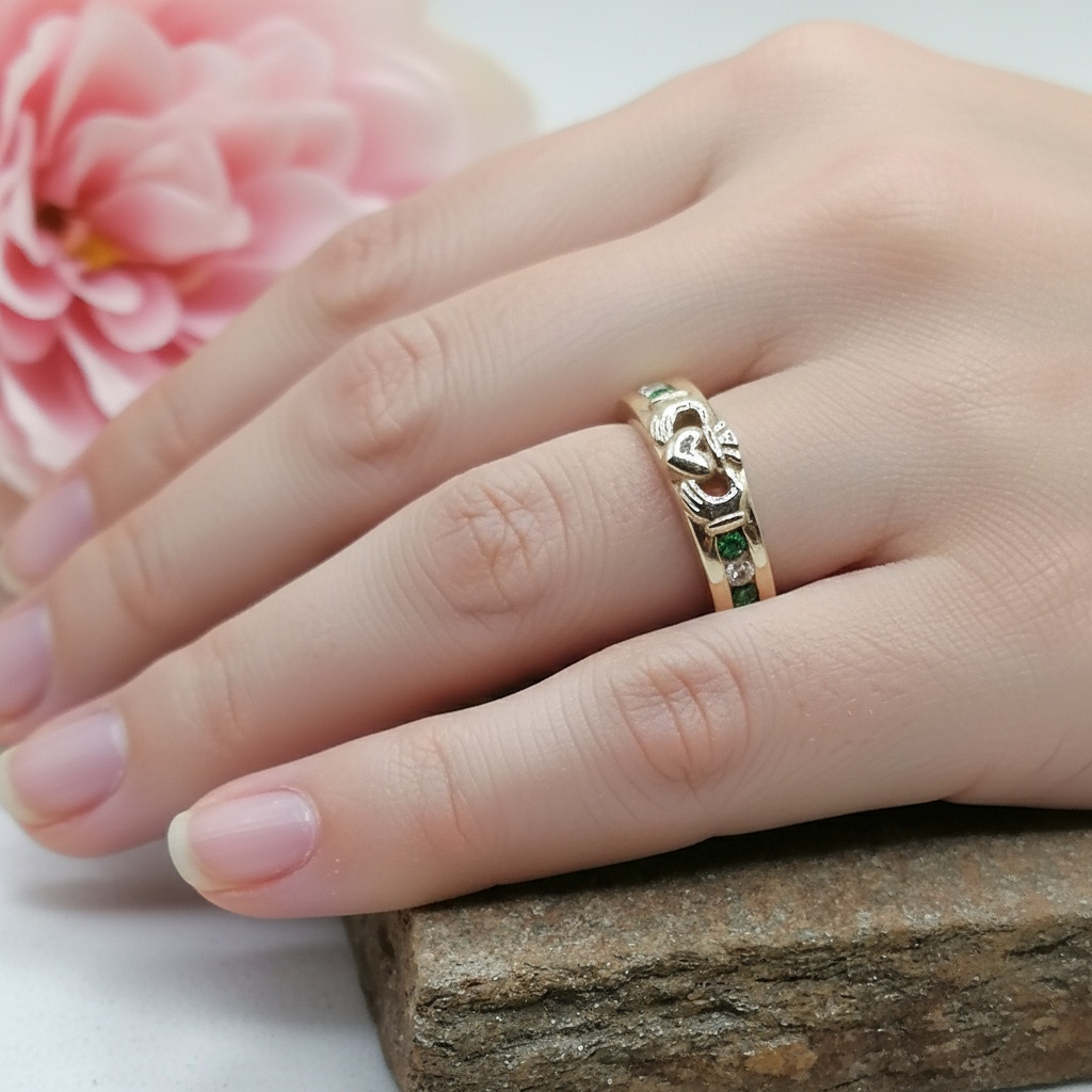 Claddagh ring with cz stones