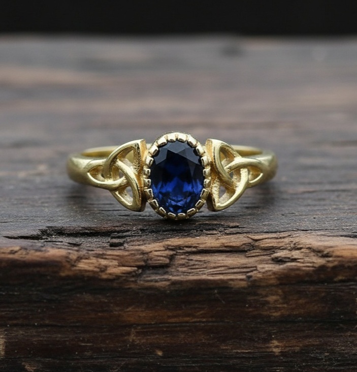 Gold Celtic knot birthstone ring DR5G