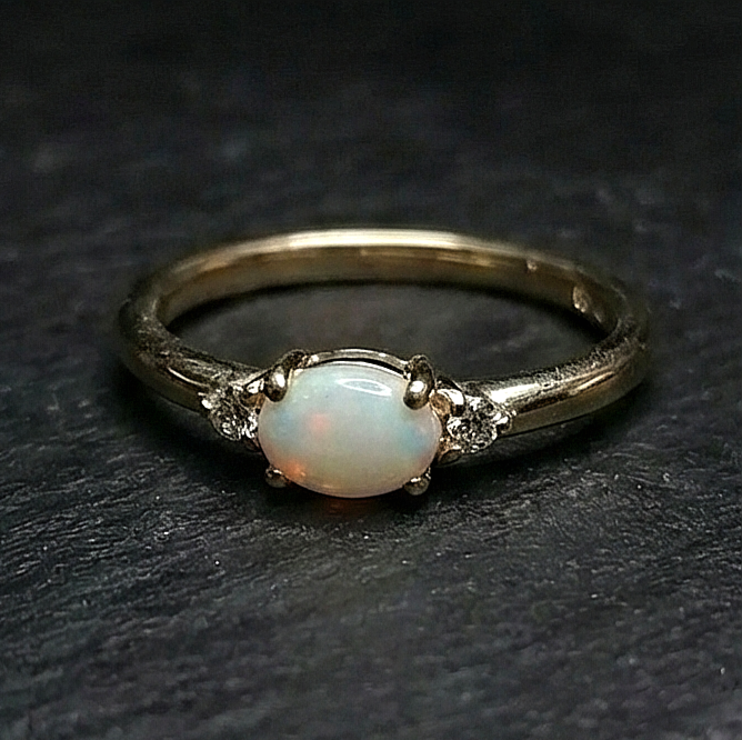 Opal diamond ring