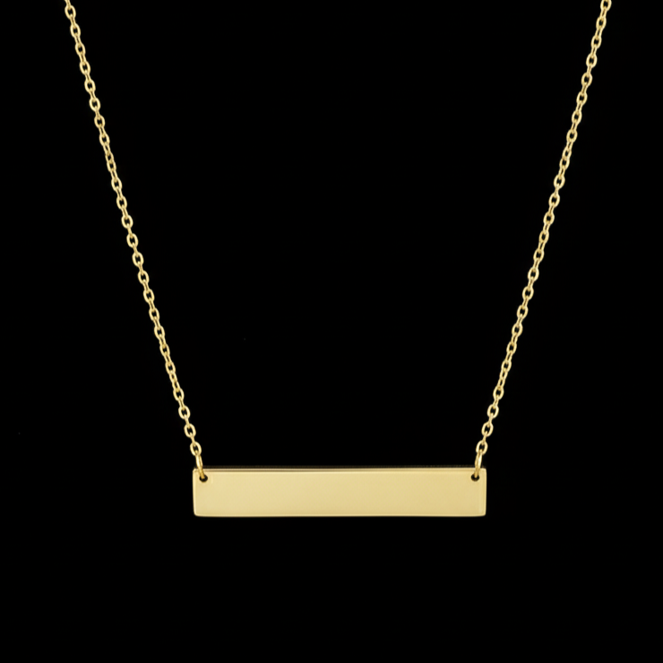 Nine carat gold Engravable bar pendant