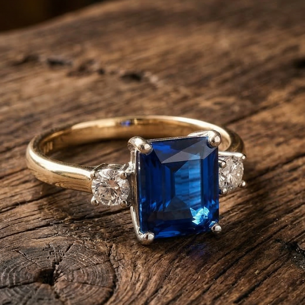 Sapphire blue Trilogy ring