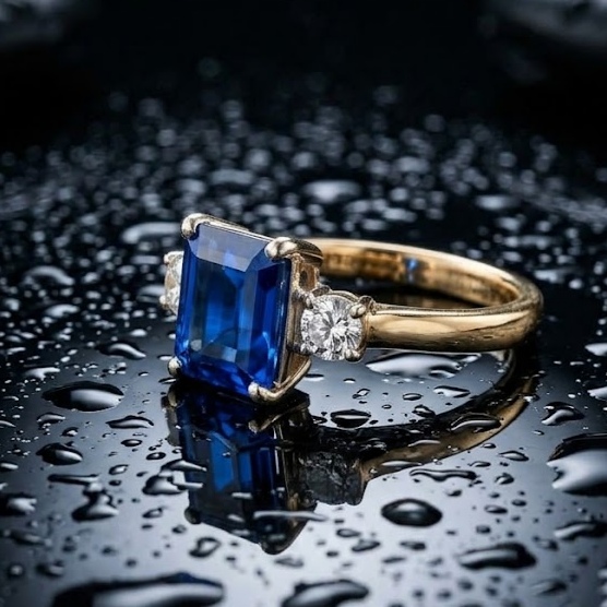 Sapphire blue Trilogy ring