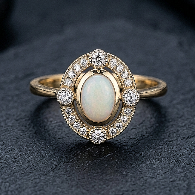 Opal and LG Diamond ring
