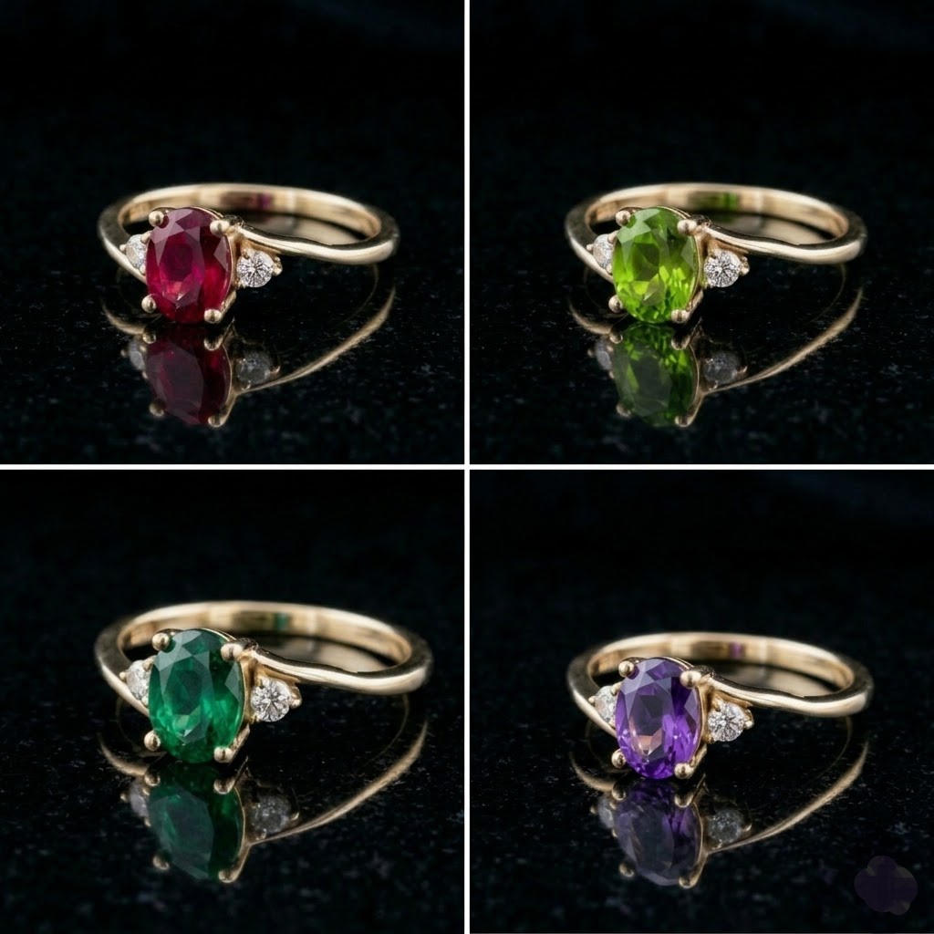 Crossover gold birthstone rings