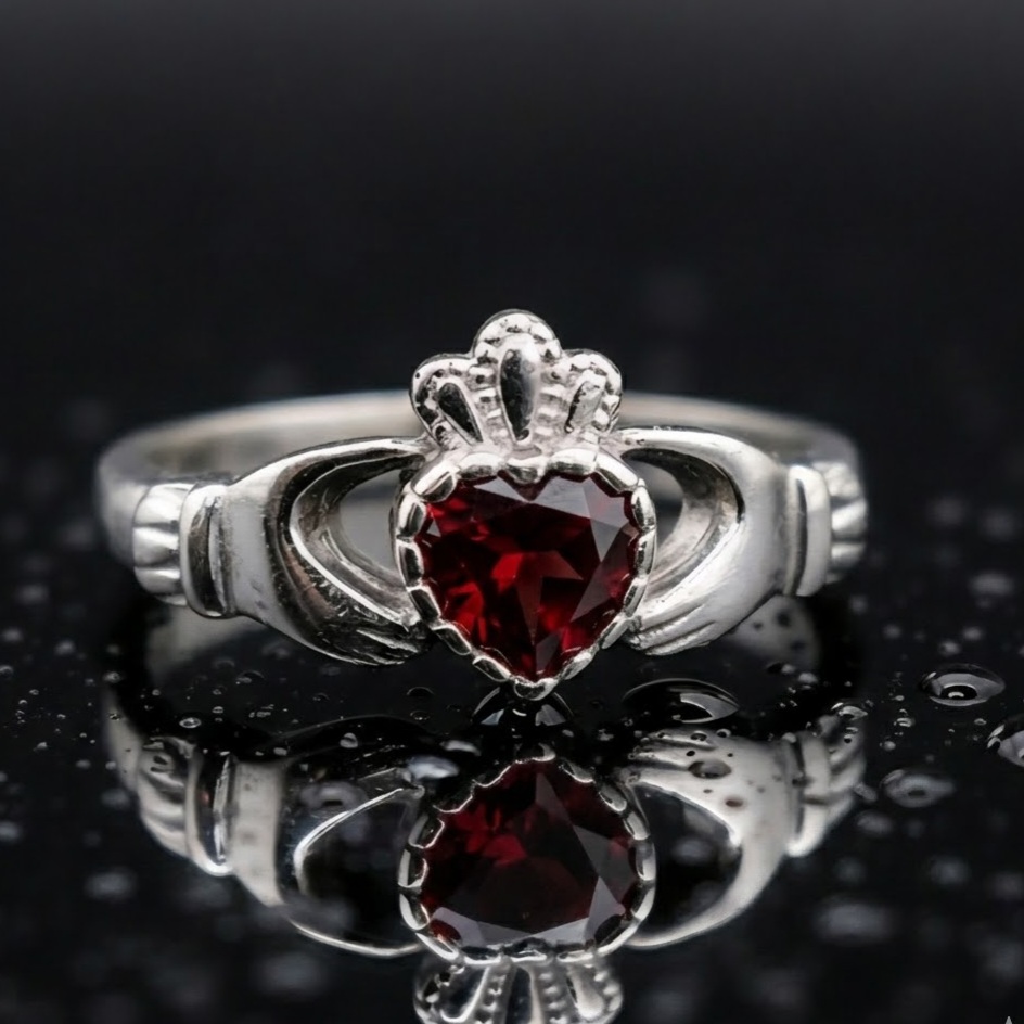 Sterling silver Birthstone Claddagh ring