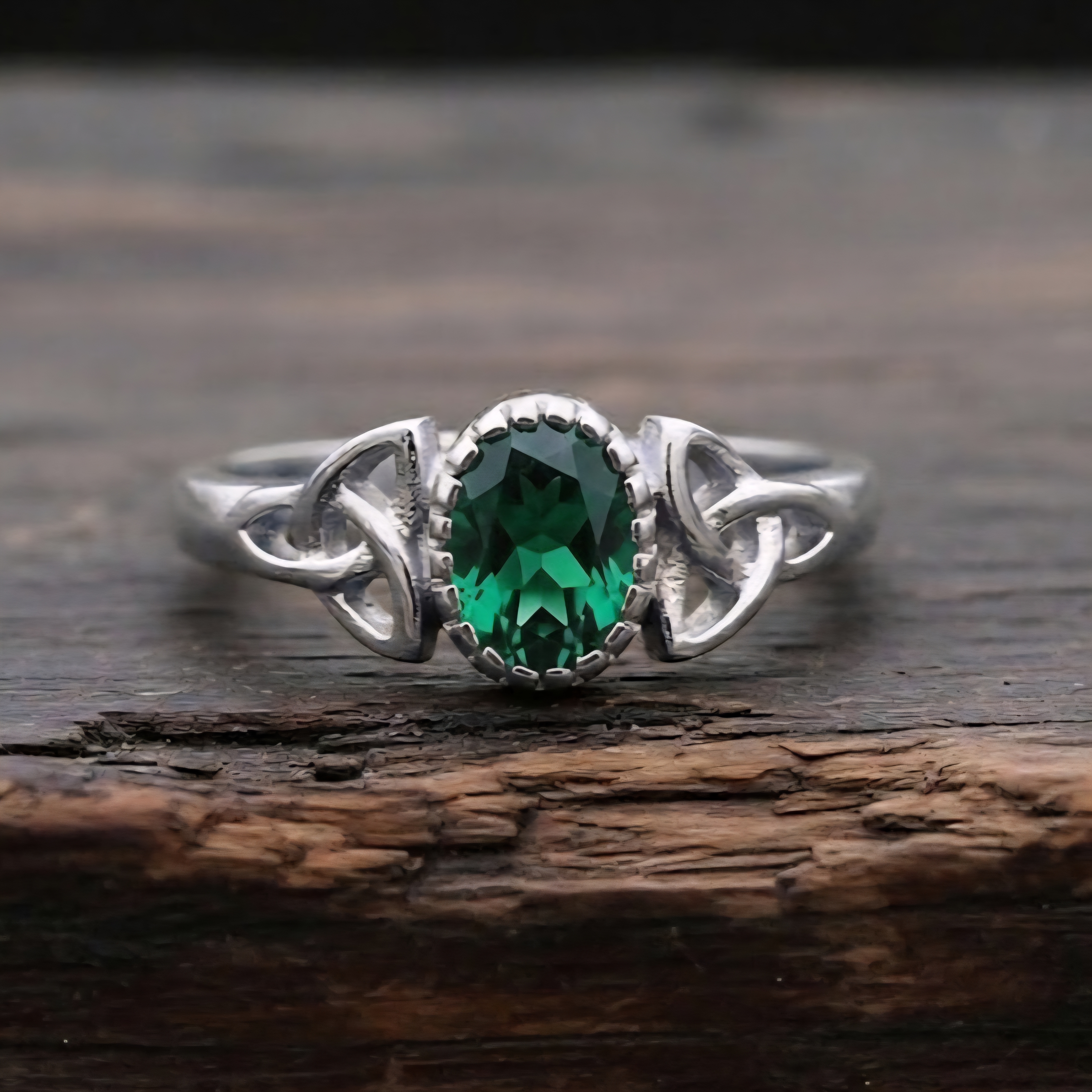 Silver Celtic Birthstone ring