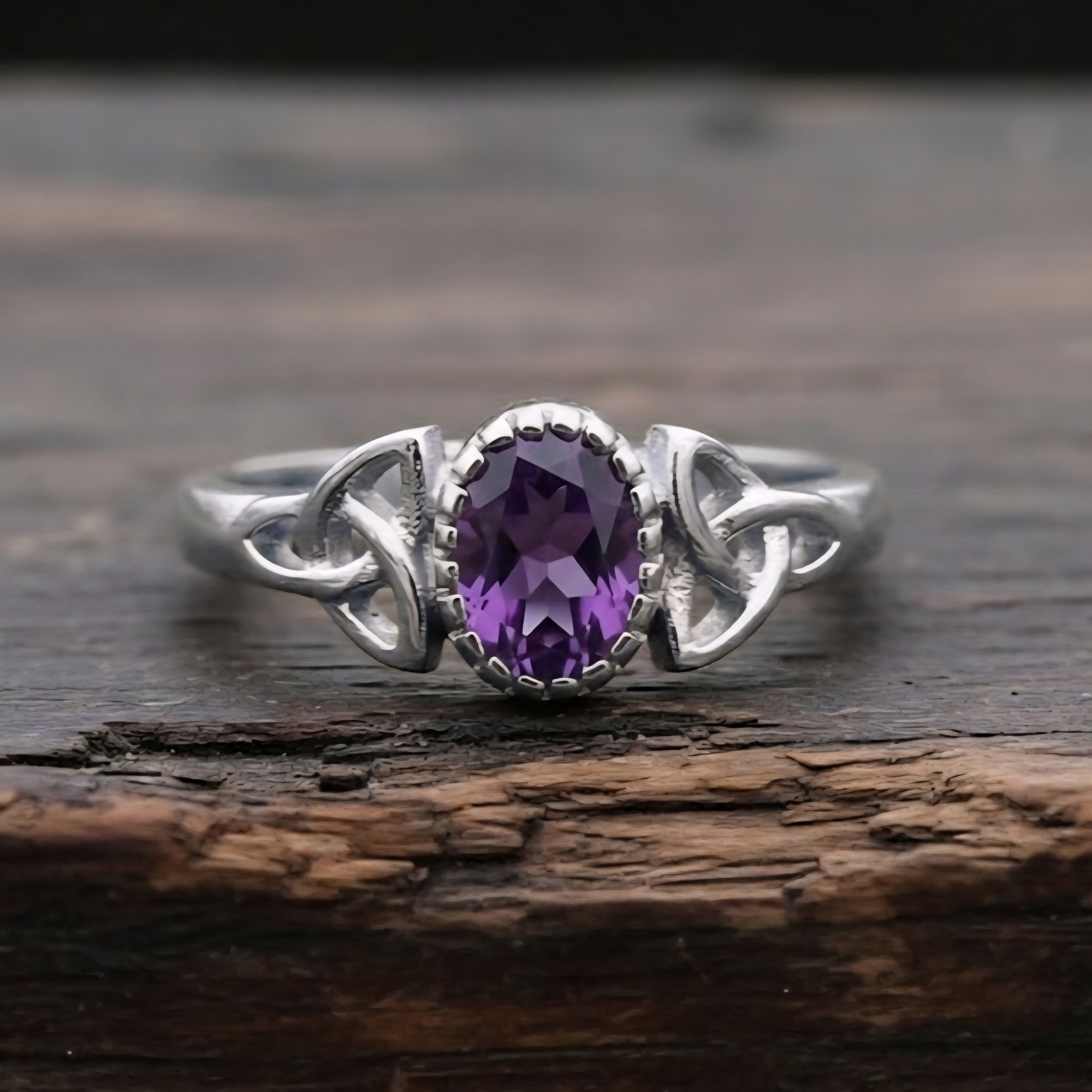 Silver Celtic Birthstone ring