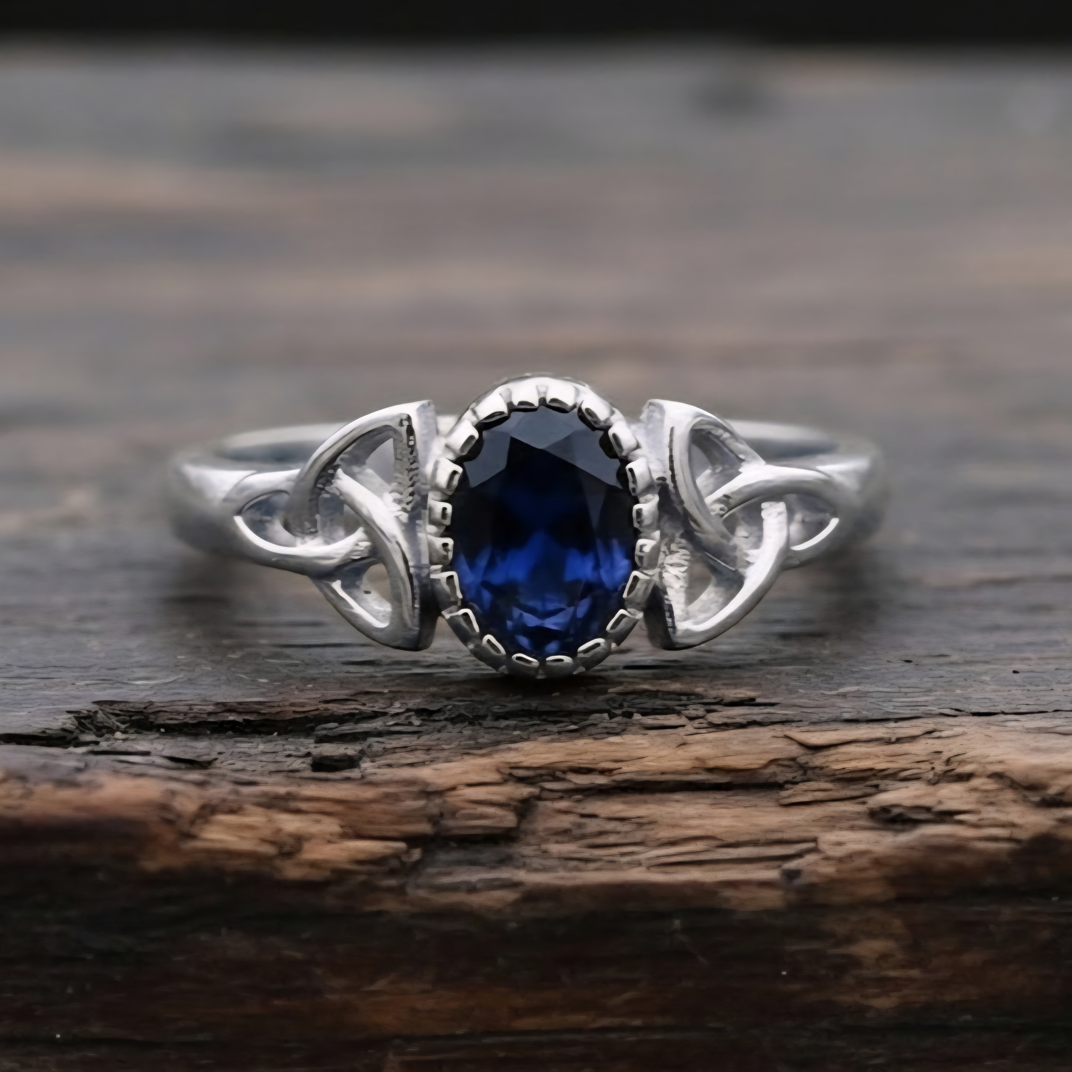 Silver Celtic Birthstone ring