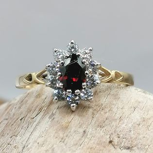 Garnet and cubic zirconia dress ring