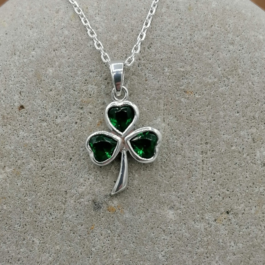 Shamrock pendant on silver chain