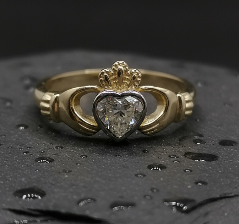 Nine carat gold LG Diamond Claddagh ring